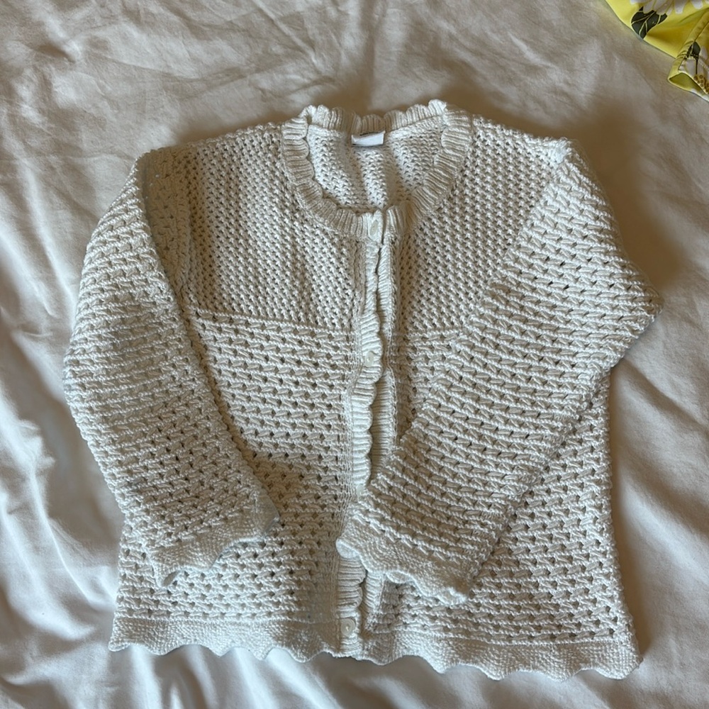 Gap 3T White Crochet Cardigan